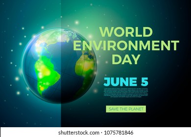Vector illustration - banner of world environment day. In space with place for your text.
