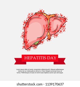 Vector illustration of a Banner for World Hepatitis Day with Text Space Background.