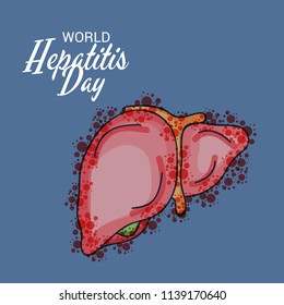 Vector illustration of a Banner for World Hepatitis Day with Text Space Background.