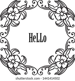 Vector illustration banner writing hello with various beautiful wreath frame