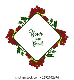 Vector illustration banner your are great with crowd colorful flower frames