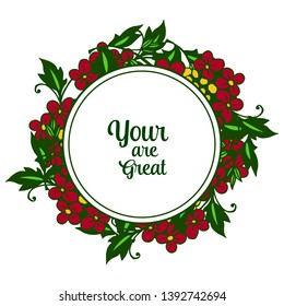 Vector illustration banner your are great with crowd colorful flower frames
