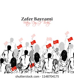Vector Illustration Banner Of Zafer Bayrami Victory Day. Celebration Of Turkey Day.