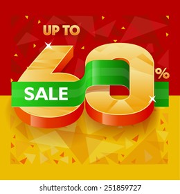Vector illustration for banners about discounts, sales and promotions in the shops at a discount of 60%