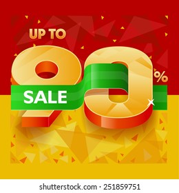 Vector illustration for banners about discounts, sales and promotions in the shops at a discount of 90%