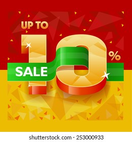 Vector illustration for banners about discounts, sales and promotions in the shops at a discount of 10%