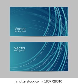 Ilustración vectorial de banners formas de onda abstractas en color azul.