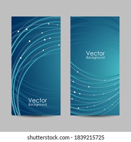 Vector illustration of banners abstract wave forms in blue color.