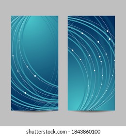 Ilustración vectorial de banners formas de onda abstractas en color azul.