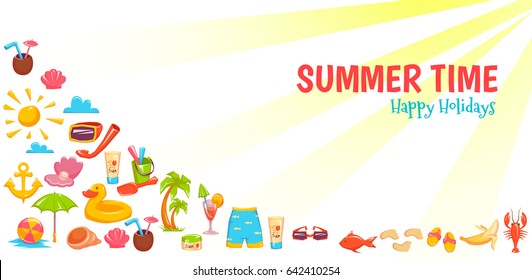 Vector illustration for banners of different things for vacations