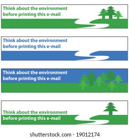 Vector illustration banners with environmental message, to be used in e-mail signatures