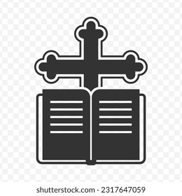 Vector illustration of baptism book icon in dark color and transparent background(PNG).