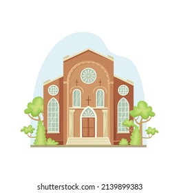 Vector illustration of a Baptist church. Religious architectural building. Flat style