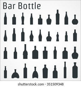 Vector Illustration of Bar Bottle Icon for Design, Website, Background, Banner. Alcohol Element for Barman Infographc. Menu or restaurant Element Template. Vodka, Wine, tequila, liqueur, Brandy
