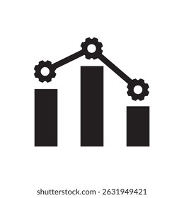 Vector illustration of a bar chart connected with gears, symbolizing structured planning and project control.
