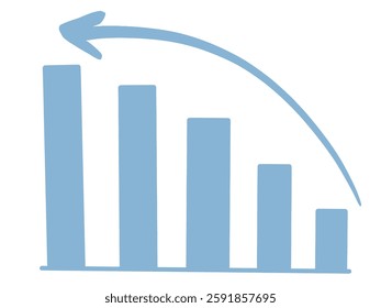 Vector Illustration of Bar Chart Decline with Downward Arrow – Economic Recession Concept