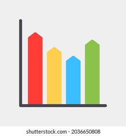 Vector illustration of bar chart icon in flat style for any projects, use for website mobile app presentation