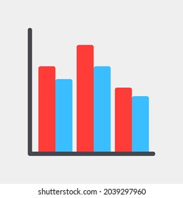 Ilustración vectorial del icono del gráfico de barras en estilo plano para cualquier proyecto, uso para presentación de aplicaciones móviles del sitio web