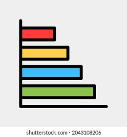 Vector illustration of bar chart icon in filled line style for any projects, use for website mobile app presentation