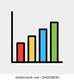 Vector illustration of bar chart icon in filled line style for any projects, use for website mobile app presentation