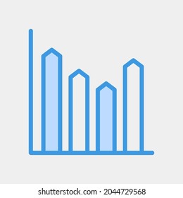 Vektorgrafik von Balkendiagraßsymbol im blauen Stil für Projekte, Verwendung für mobile App-Präsentationen auf der Website