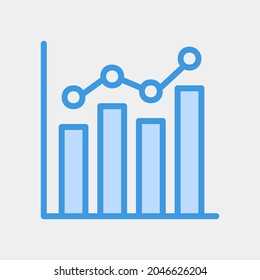 Vektorgrafik von Balkendiagraßsymbol im blauen Stil für Projekte, Verwendung für mobile App-Präsentationen auf der Website