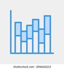 Vector illustration of bar chart icon in blue style for any projects, use for website mobile app presentation