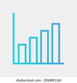 Ilustración vectorial del icono de gráfico de barras en estilo gradiente para cualquier proyecto, uso para presentación de aplicación móvil del sitio web