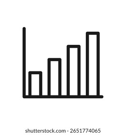 Vektorgrafik eines Balkendiagramms im Linienstil, einzeln auf weißem Hintergrund. Moderne und minimalistische Diagrammgrafik