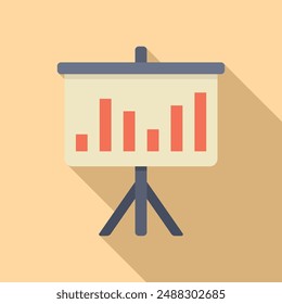 Vector illustration of a bar chart on a presentation tripod with a flat design style and long shadow