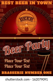 vector illustration with bar counter and a cask of beer