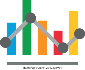 Ilustración vectorial de los gráficos de barras. Símbolos de probabilidad y estadísticas. Estudios económicos.
