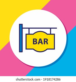 Vektorgrafik der farbigen Linie mit Balkensymbol. Schönes Urlaubselement kann auch als Pub-Icon-Element verwendet werden.