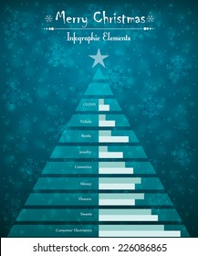 Vector illustration of bar infographic  elements in form of Christmas tree