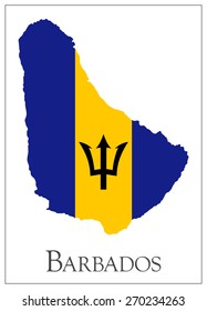Vector illustration of Barbados flag map. Used transparency.