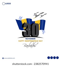 Vector illustration of Barbados Independence Day social media feed template