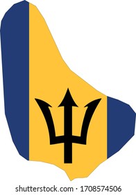 vector illustration of Barbados map with flag