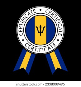 Vector illustration of Barbados ribbon certificate on black background.
