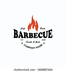 vector illustration of barbecue chef restaurant logo design