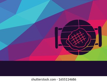 Vector Illustration of Barbecue Food Cooking with Rainbow Background. This is Good for Layout, Posters and More.