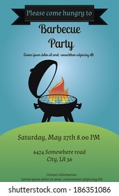Vector illustration of  barbecue party flyer or invitation card in vintage style