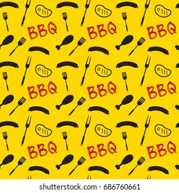 Vector illustration. Barbecue seamless pattern with meat