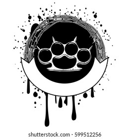 Vector illustration barbed wire and brass knuckle. For tattoo or t-shirt design.
