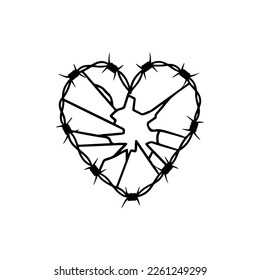 vector illustration of barbed wire with broken glass concept