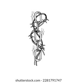  vector illustration of barbed wire with chain concept