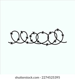  vector illustration of barbed wire fence