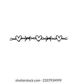 vector illustration of barbed wire with heart