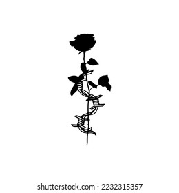 ilustración vectorial de alambre de púas y rosas