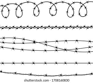 Ilustración vectorial de la silueta de alambre de púas