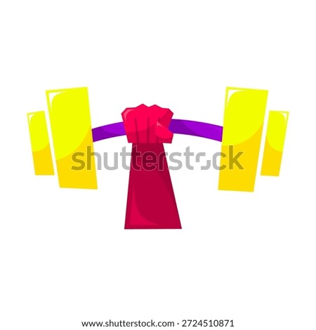 A vector illustration of a barbell being lifted by two hands in a strong balanced pose, representing weight training. Ideal for gym, strength workout, fitness, and bodybuilding concepts.